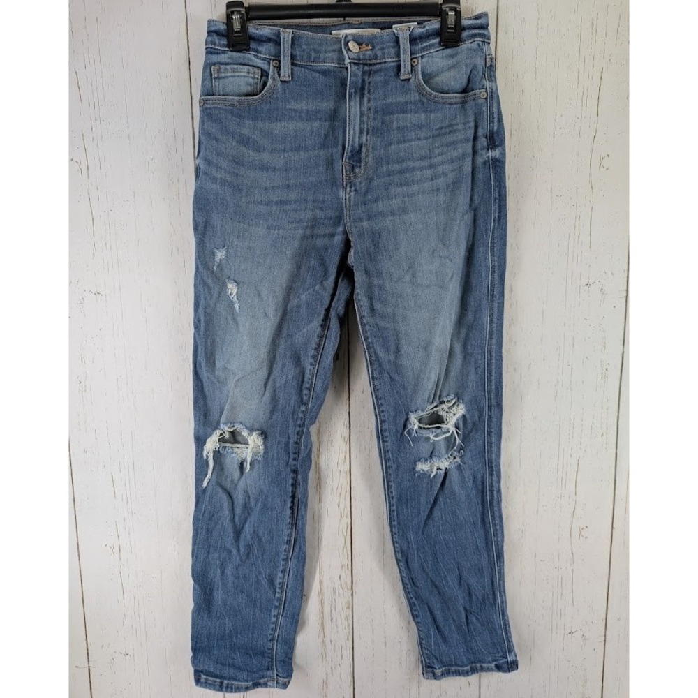 Eunina Size 3 Medium Wash Rocky High Rise‎ Boyfriend Distressed Denim Jeans